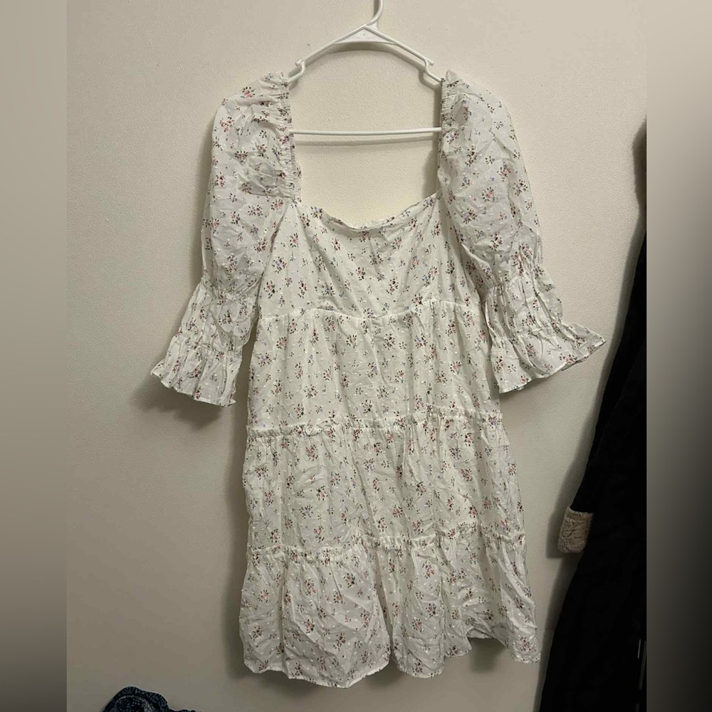 Storia Floral Dress with Puff Sleeves cottagecore Barbie core dress size large